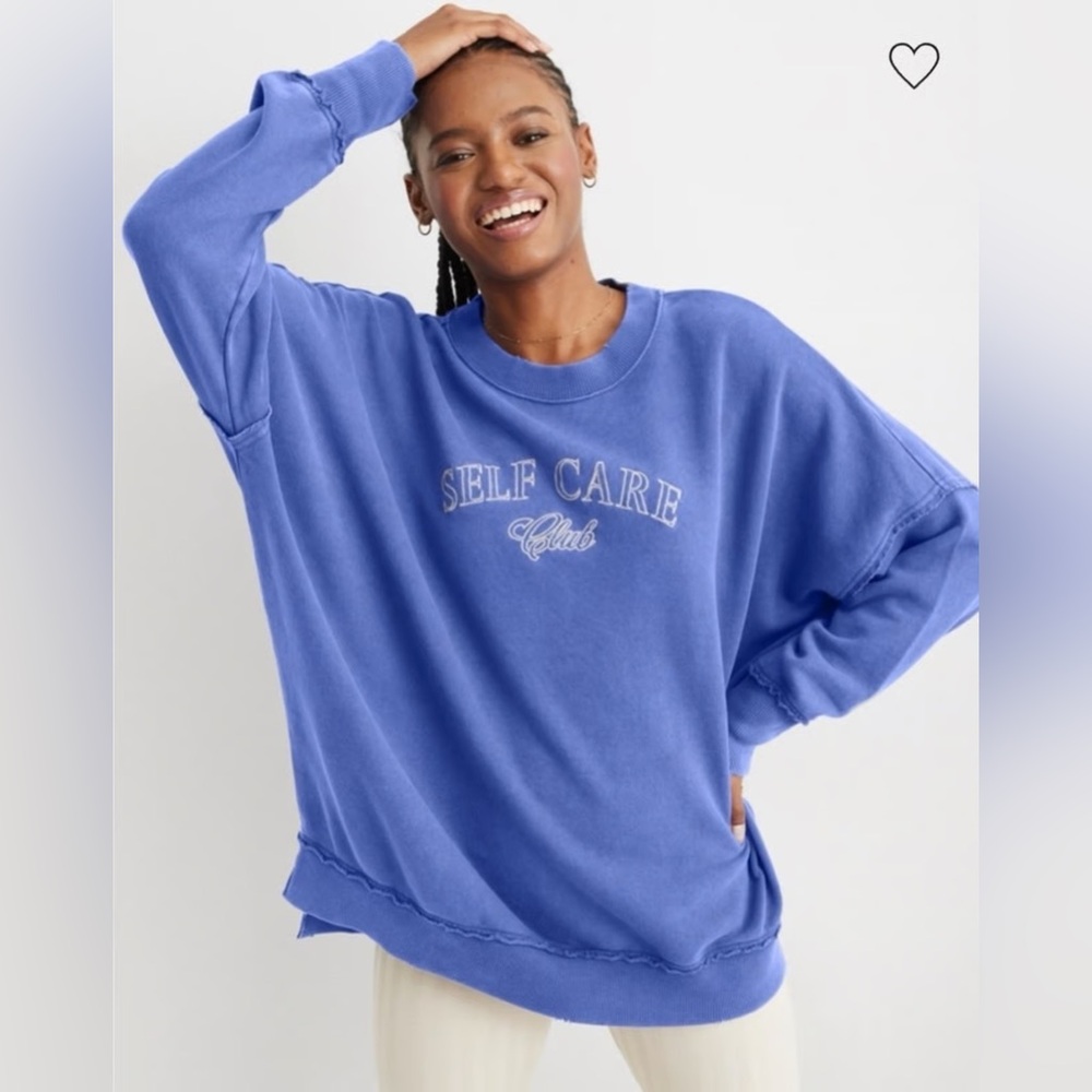 Aerie Self Care Club Oversized Crew Sweatshirt
